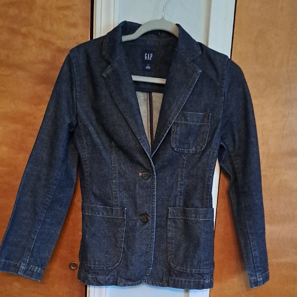 GAP Women's Dark Blue Denim Blazer